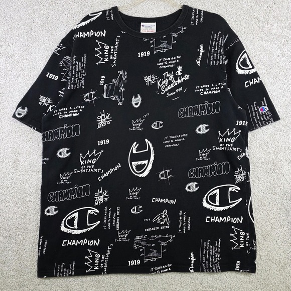 Champion Heritage "King Of The Sweatshirts" AOP Graffiti Black XL T-Shirt - Picture 1 of 6